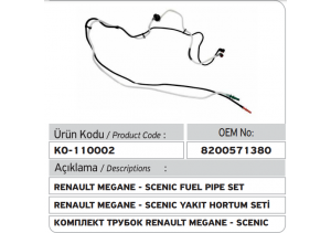 8200571380 8200224524 8200295270 Renault Megane - Scenic  Yakıt Hortum Seti